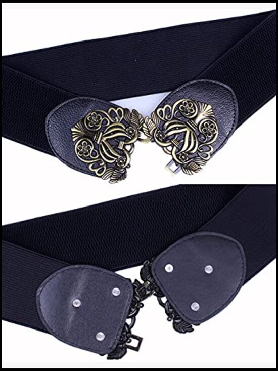 3 Pack Vintage Wide Elastic Stretch Waist Belt Set - Metal Buckle main image 6